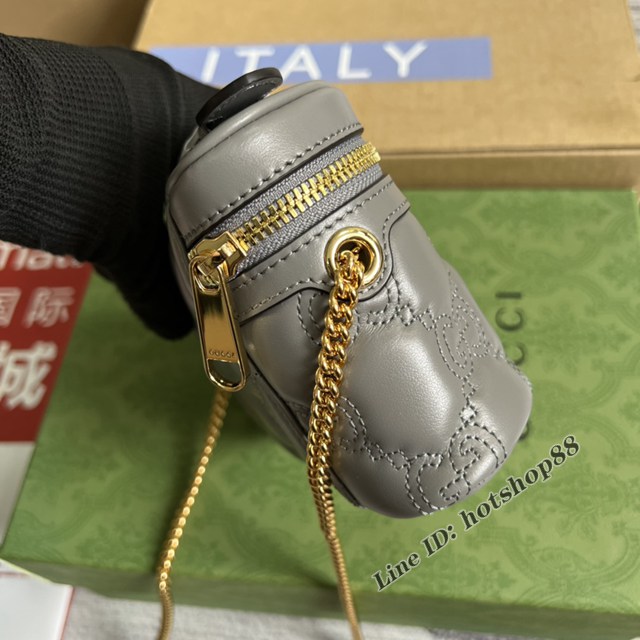 Gucci官網新款壓花G全皮女包 古馳GG Matelassé迷你手提包鏈條小挎包723770 gqy4623